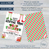Editable Ugly Christmas Sweater Party Invitations, Adult Christmas Invite, Lets get Elfed Up, Let&#39;s get Lit Pajama Holiday Printable INSTANT