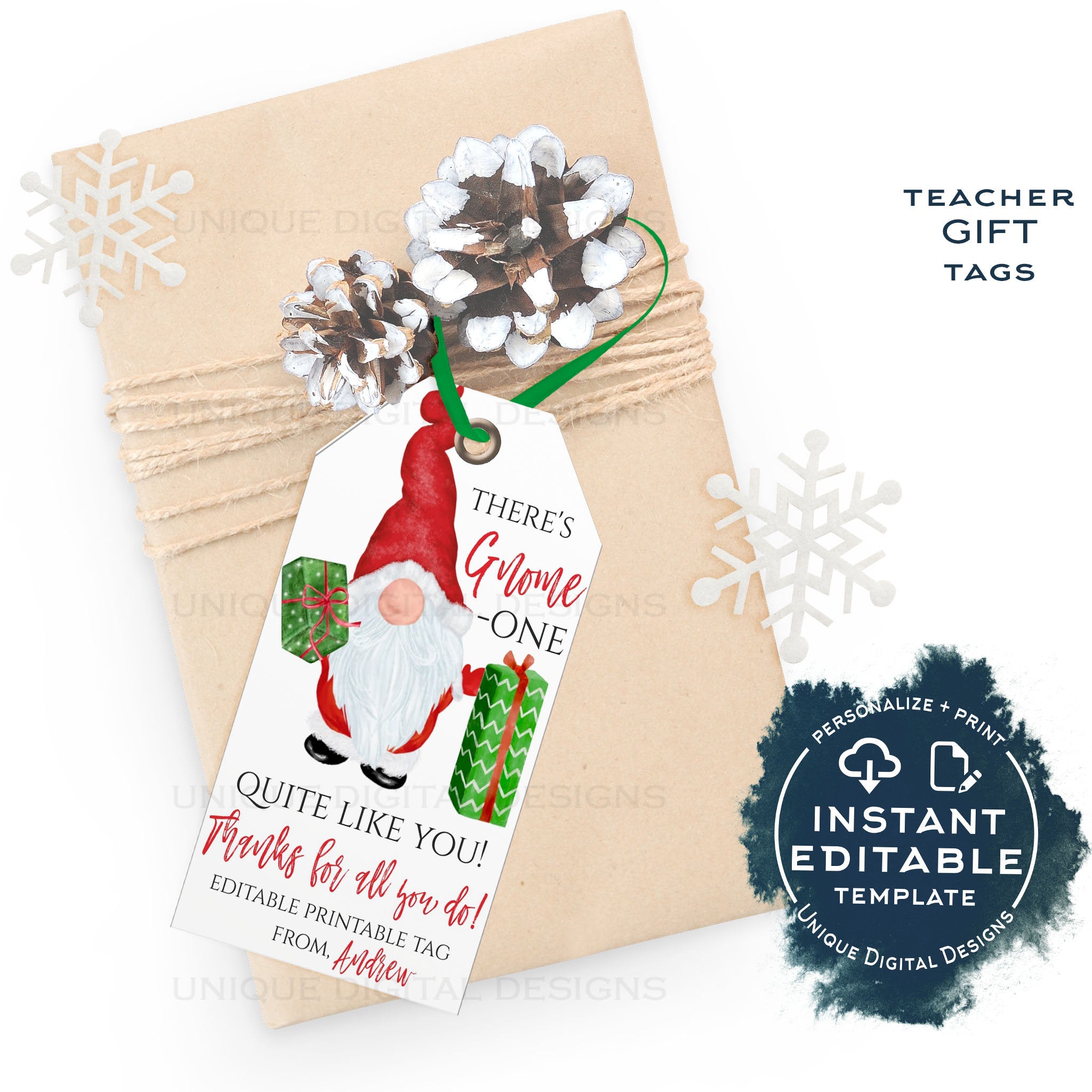 Holiday and Christmas Gift Tags EDITABLE Freebie!! by Free to Teach