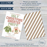 Editable Ugly Christmas Sweater Party Invitations, Adult Tacky Christmas Sweater Invite Couple Lets get Ugly Funny Holiday Printable INSTANT