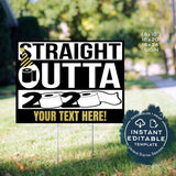 Editable New Years Eve Yard Sign, Straight Outta 2020 was crap, Quarantine New Years Decorations Hello 2021 Printable Digital INSTANT