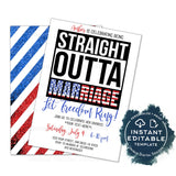 Straight Outta Marriage Invitation, Editable Divorce Party Invite, Singles 4th of July Let Freedom Ring Wedding Summer Celebration INSTANT