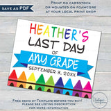 Editable First Day of School Sign, Personalized School Sign, Back to School Printable sign Distance Learning sign - Any Grade - INSTANT
