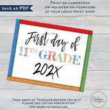 Editable Back to School First Day of School Sign Photo Prop, 1st Day Back to School Poster School Chalkboard Sign Any Grade Digital INSTANT