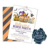 Halloween Block Party Invitation, Editable Street Party Invite, Fall Neighborhood Costume Party Flyer, Backyard BBQ hoa Printable INSTANT