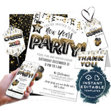 Happy New Year Birthday Invitation, Editable New Years Eve Party, First Birthday Party, Glitter Printable Template diy INSTANT 2022