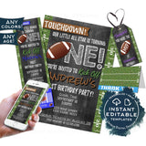 Football Birthday Invitation, Editable First Birthday Invite, Game Time Touchdown One Chalkboard Template, Printable INSTANT ACCESS UBFT
