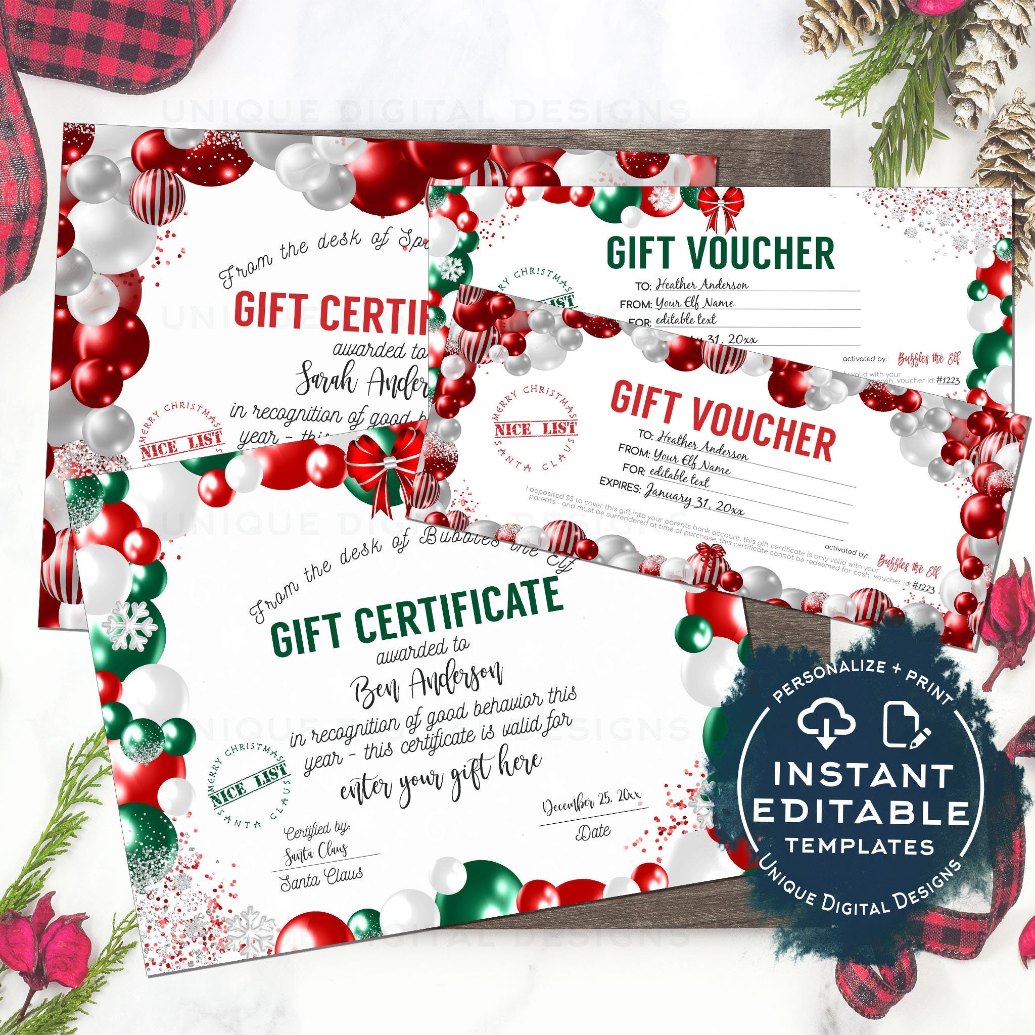 christmas gift certificate templates