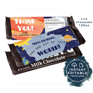 Space Teacher Appreciation Gift, Editable Candy Bar Wrapper Template, Out of this World Teacher Thank You, Chocolate Bar, diy INSTANT 1.55oz