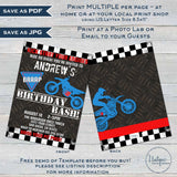 Dirt Bike Birthday Invitation, Editable Birthday Bash Party, Motorbike Kick Start your Engine, Braap Motorcross Printable Template INSTANT