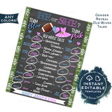 Football Gender Reveal Invitation Kit, Editable Tutu or Touchdowns Ticket Invite, He or She Printables, Team Blue Team Pink Baby INSTANT