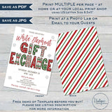 Holiday Gift Exchange Party Invitation, Editable Christmas White Elephant Invite, Winter Present Gift Giving Party, DIY Printable INSTANT