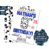 Let's Play Ball Soccer Birthday Invitation, Any Age, Editable Birthday Invite with photo, Boys Soccer Party Invite, Sports Printable INSTANT