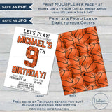 Let's Play Ball Basketball Birthday Invitation, Any Age, Editable Birthday Invite with photo, Tip Off Party Invite, Sports Printable INSTANT